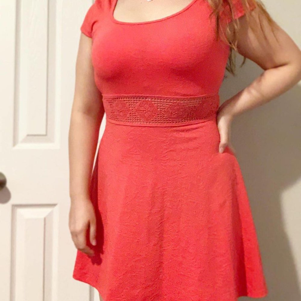 Xhilaration Salmon Pink Spring Crocheted Dress